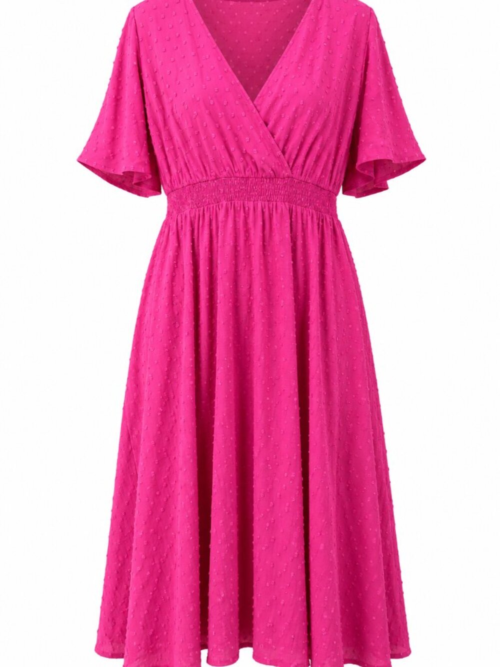 Bright Pink V-Neck Women’s Dress